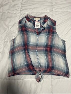 Cloth & Stone Sleeveless Plaid Button-Up Top